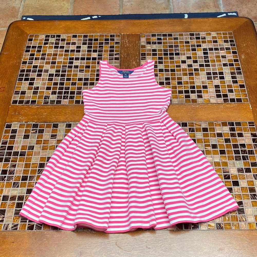 Ralph Lauren Pleated Striped Ponte Dress